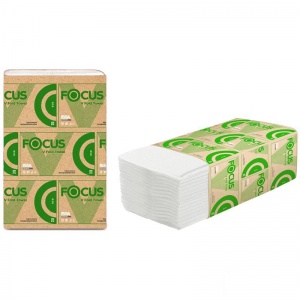 Полотенца бумажные для держателя 1-слойные Focus Eco, листовые V(ZZ)-сложения, 15 пачек по 250 листов (5049978)