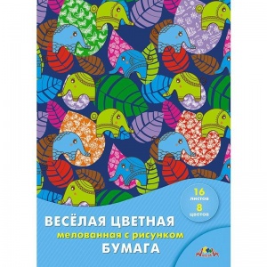 Бумага цветная двусторонняя мелованная Апплика (А4, 16 листов, 16 цветов) (С2803)