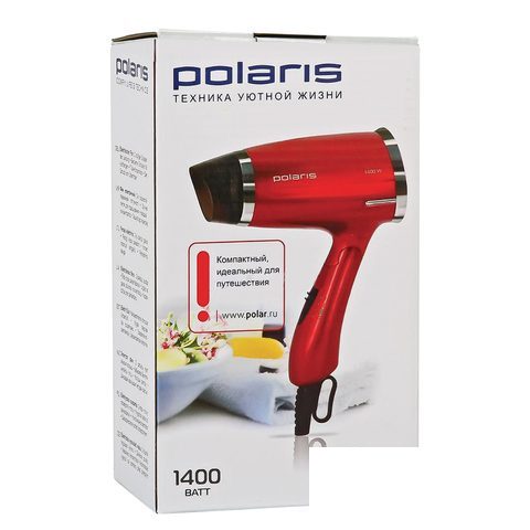 Фен Polaris PHD 1463T, 1400Вт, красный (PHD1463T)