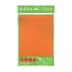 Фетр цветной для творчества Hobby Time, яркие цвета (5 листов)
