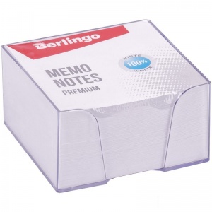 Блок-кубик для записей Berlingo Premium, 90x90x45мм, белый, прозрачный бокс (ZP8607), 24шт.