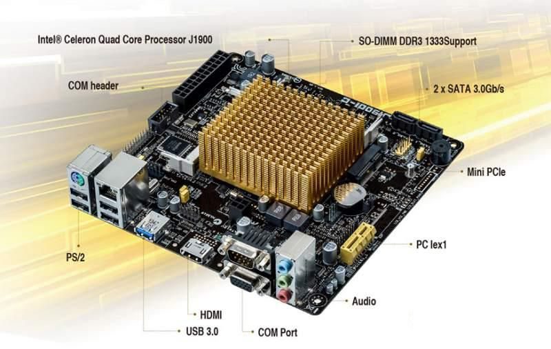 Материнская плата mini-ITX Asus J1900I-C, интегр. процессор, Retail (J1900I-C)