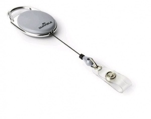Рулетка для бейджа Durable, карабин овальный (шнур 0.8м, серый пластик/металл) 10шт. (8324-10)