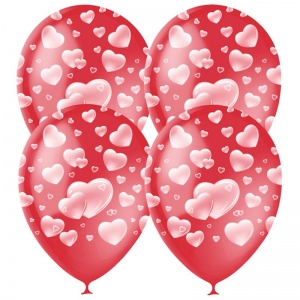 Воздушные шары Поиск "Cherry Red Сердца", 25шт., 12" (30см), пастель (4690296040932)