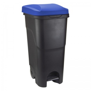 Контейнер для раздельного сбора мусора Idea, 85л, пластик на 2-х колесах с педалью, синий/черный (86x39x39 см)