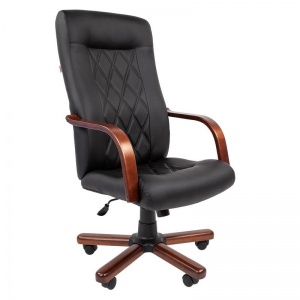 Кресло руководителя Easy Chair 430, экокожа черная, массив дерева, металл