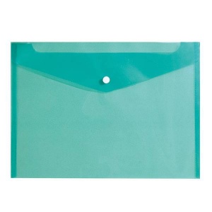 Папка-конверт на кнопке inФОРМАТ (А4, 150мкм, пластик) прозрачная зеленая, 10шт.
