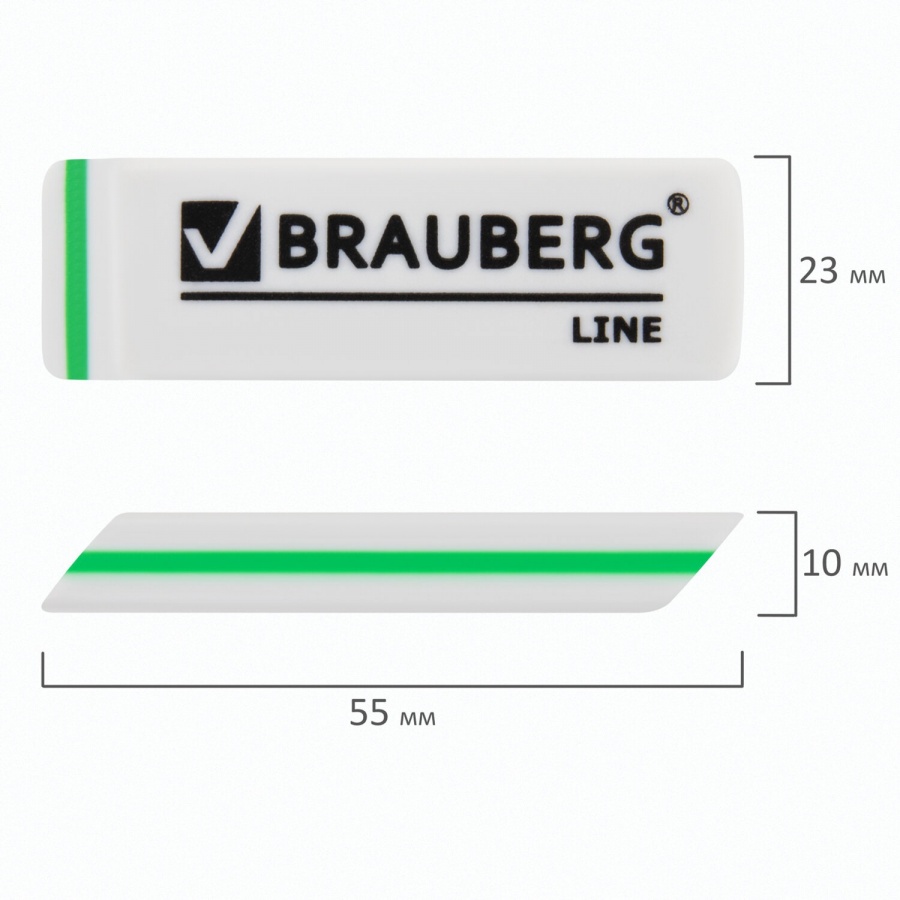 Ластик Brauberg Partner (57х18х8мм, трехслойный, белый) картонный дисплей, 1шт. (221036)