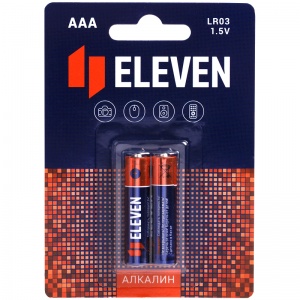 Батарейка Eleven AAA/LR03 (1.5 В) алкалиновая (блистер, 2шт.) (301744)