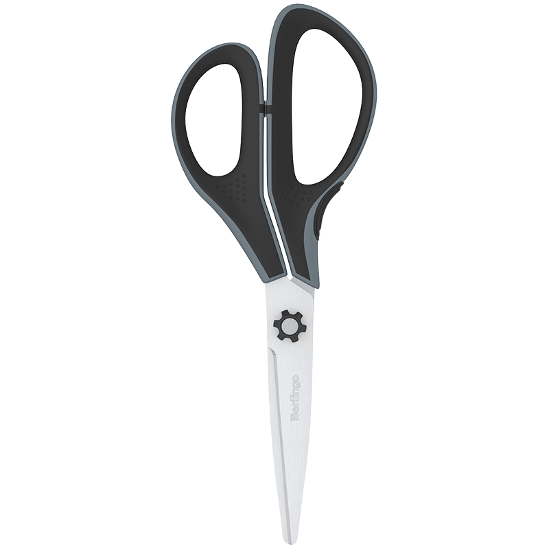 Ножницы Berlingo Easycut 350, 180мм, серые, эргономичные ручки, мягкие вставки (DNn_18035_c), 12шт.
