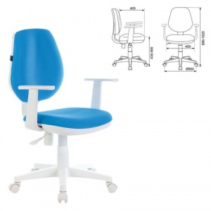 Кресло детское Brabix "Fancy MG-201W, ткань голубая, пластик белый (MG-201W_532411)