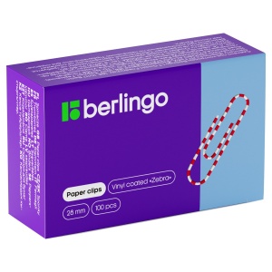 Скрепки Berlingo "Зебра" (28мм, цветные) картонная упаковка, 100шт. (BK2515), 10 уп.