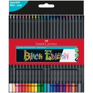 Карандаши цветные 24 цвета Faber-Castell Black Edition (3гр, черное дерево) картон. (116424), 3 уп. (327099)