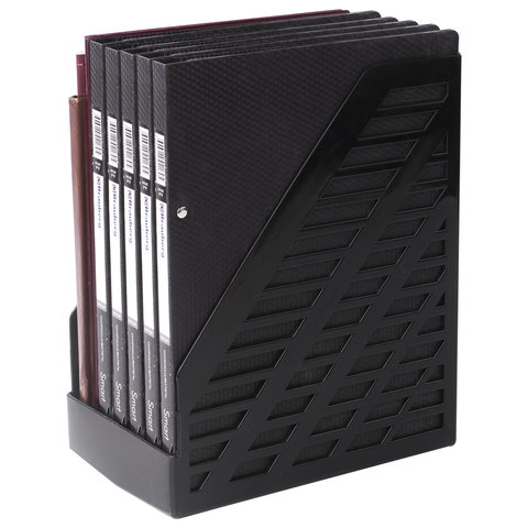 Лоток для бумаг вертикальный Brauberg Maxi Plus, 250х160х300мм, сетчатый, черный, 8шт.