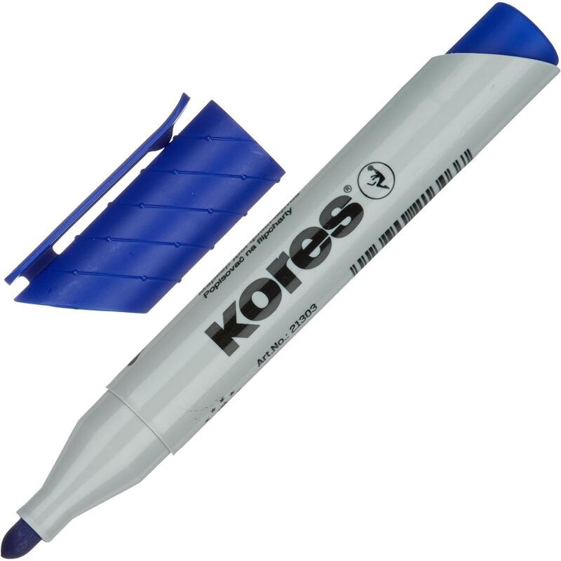 Набор маркеров для флипчартов Kores XF1 (круглый наконечник, 3мм, синий/черный/зеленый/красный) 4шт.