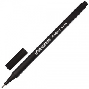Ручка капиллярная Brauberg Aero (0.4мм, метал.наконечник, трехгранная) черная (142252)