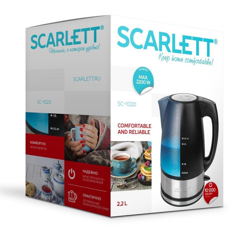 Чайник электрический Scarlett SC-1020, 2200Вт, черный