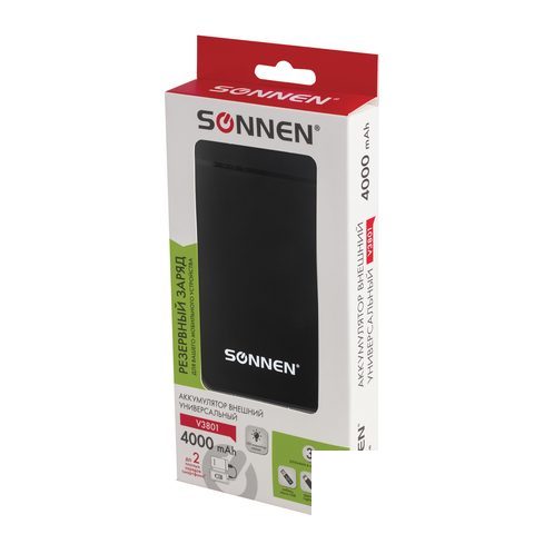 Внешний аккумулятор Sonnen Powerbank V3801 (4000 mAh) черный (262751)