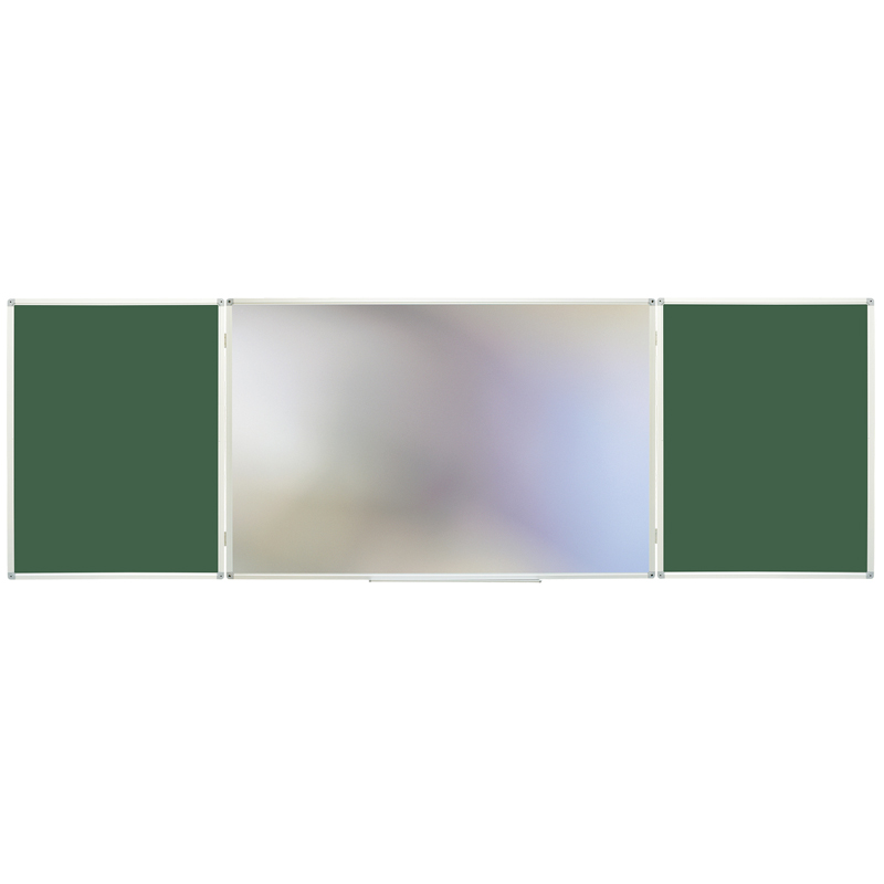 Доска магнитно-меловая трехсекционная OfficeSpace (300x100/100x75x2, алюминиевая рамка) зеленая (307564)