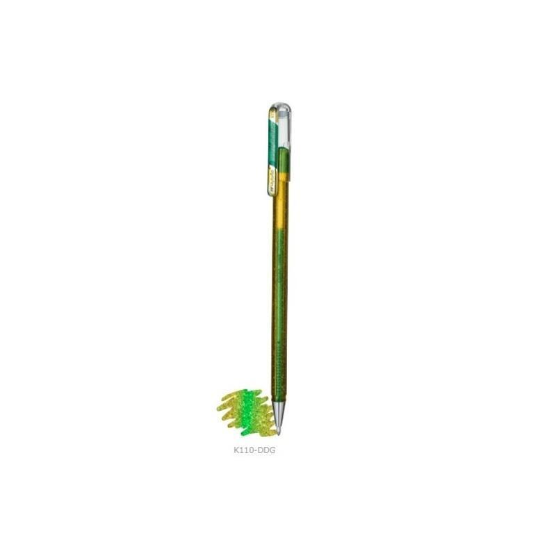 Ручка гелевая Pentel Hybrid Dual Metallic (1мм, хамелеон желтый/зеленый)