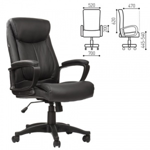 Кресло руководителя Brabix Enter EX-511, экокожа черная, пластик черный (530859)