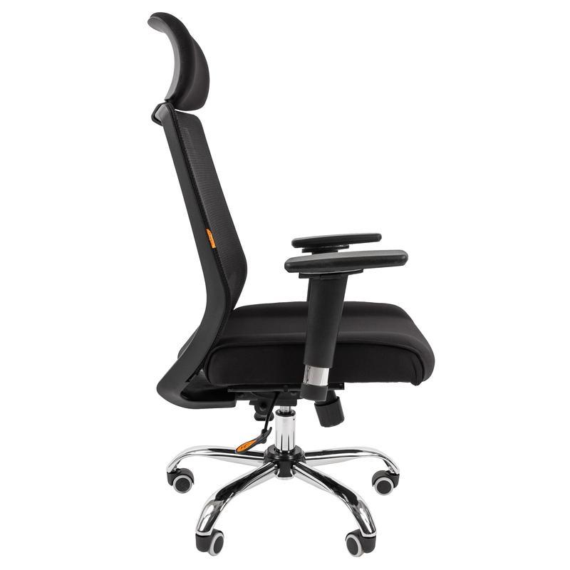Кресло руководителя Chairman 555 LUX, сетка/ткань черная, хром
