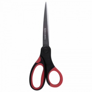 Ножницы Brauberg Energy 160мм, асимметричные ручки, остроконечные, прорезиненные ручки, красно-черные (231564)
