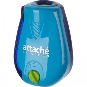 Точилка ручная пластиковая Attache Selection Twister (1 отверстие, с регулятором заточки, с контейнером) синяя, 12шт.