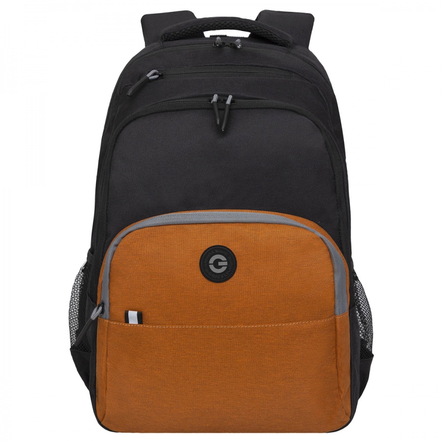 Рюкзак школьный Grizzly, 32x45x23см, 2 отделения, 4 кармана, анатомическая спинка, черный-коричневый (RU-330-6/3)
