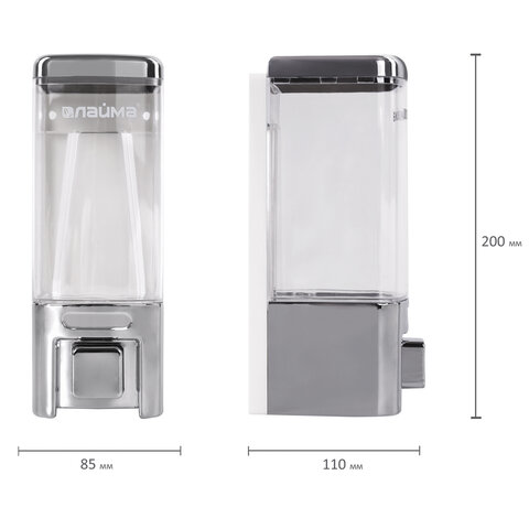Диспенсер для жидкого мыла Лайма, наливной 480мл, ABS-пластик, цвет хром (605053)