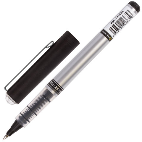 Ручка-роллер Brauberg Flagman (0.5мм, черный цвет чернил, корпус серебристый) (141555)