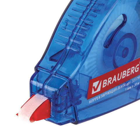 Корректирующая лента Brauberg, 5мм х 20м, корпус синий, механизм перемотки (227799), 24шт.