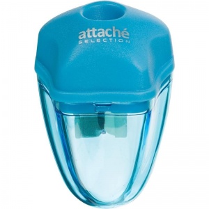 Точилка ручная пластиковая Attache Selection (1 отверстие, с контейнером) голубая, 24шт.