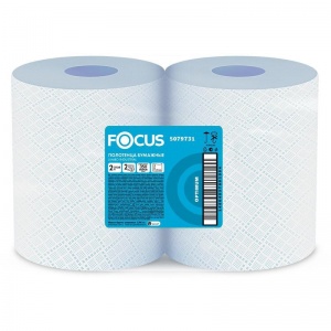 Протирочная бумага в рулонах Focus Jumbo 5079731 W1/W2, 2-слойная белая, 2 рулона по 350м