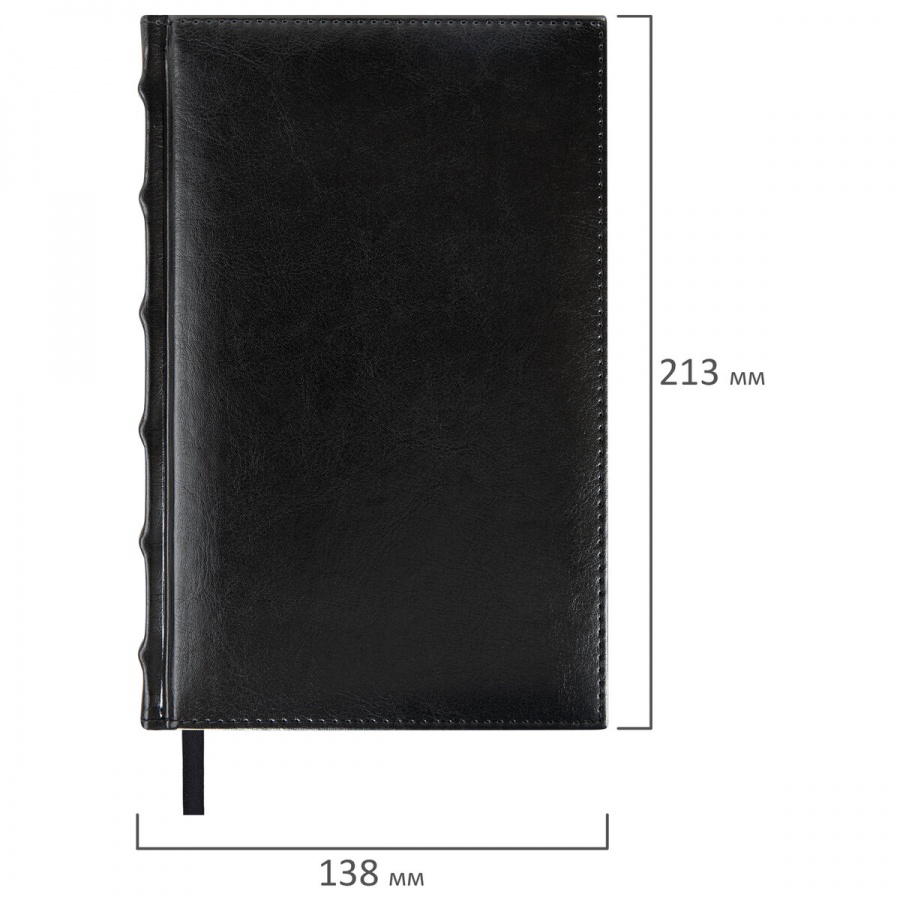Ежедневник недатированный А5 Brauberg Flame (160 листов) обложка кожзам, черный, серебряный срез (113425)