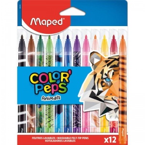 Набор фломастеров 12 цветов Maped Color'Peps Animals (линия 2мм) (845403)