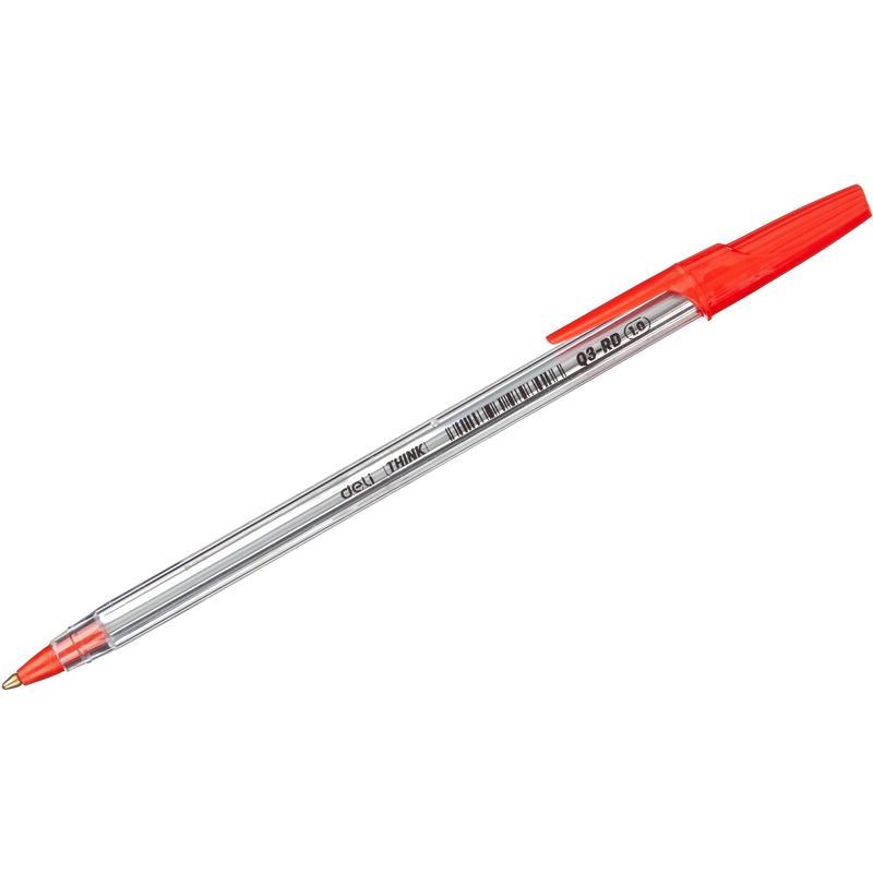 Ручка шариковая Deli Think (0.7мм, красный цвет чернил), 12шт.