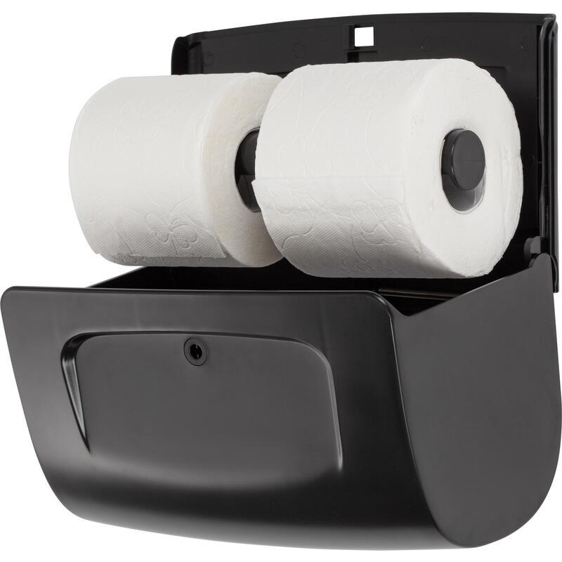 Диспенсер для туалетной бумаги рулонной Luscan Etalon Doublemini, пластик, черный