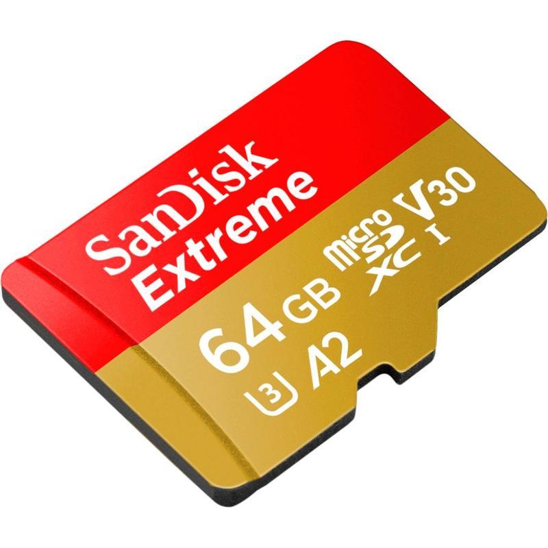Карта памяти microSDXC SanDisk Extreme 64Gb, UHS-I A2, 1шт. (SDSQXA2-064G-GN6MA)