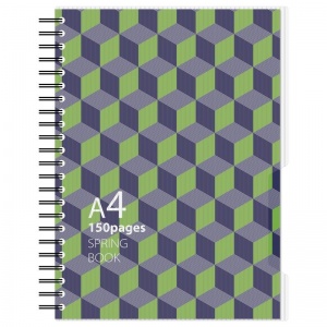 Бизнес-тетрадь А4 Attache Selection Spring Book, 150 листов, синяя/зеленая, клетка, на спирали, пластик (230х297мм), 8шт.