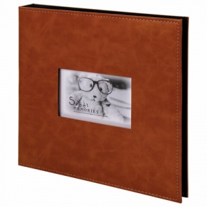 Фотоальбом магнитный Brauberg "Premium Brown", 20 листов 30х32см, под кожу, коричневый
