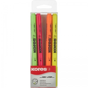Набор маркеров-текстовыделителей Kores (1-3.5мм, желтый/зеленый/оранжевый/розовый) 4шт. (36240), 18 уп.