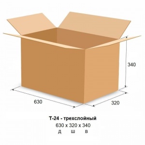 Короб картонный 630х320х340мм, картон бурый Т-24 профиль B, 20шт.