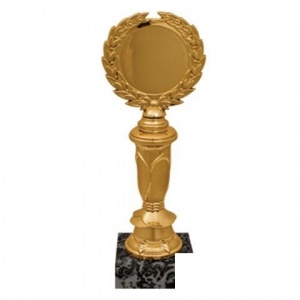 Награда пластиковая "Венец" (80х60х220мм), основание мрамор черный, цвет "золото", вкладыш D=50мм, без вкладыша (2908-220)