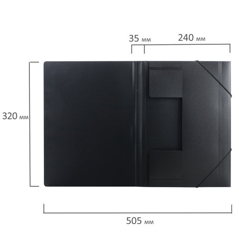 Папка на резинках пластиковая Brauberg стандарт (А4, 500мкм, до 300 листов) черный (221624), 10шт.