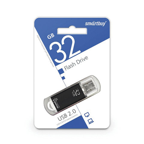 Флэш-диск USB 32Gb SmartBuy V-Cut, USB2.0, черный (SB32GbVC-K)