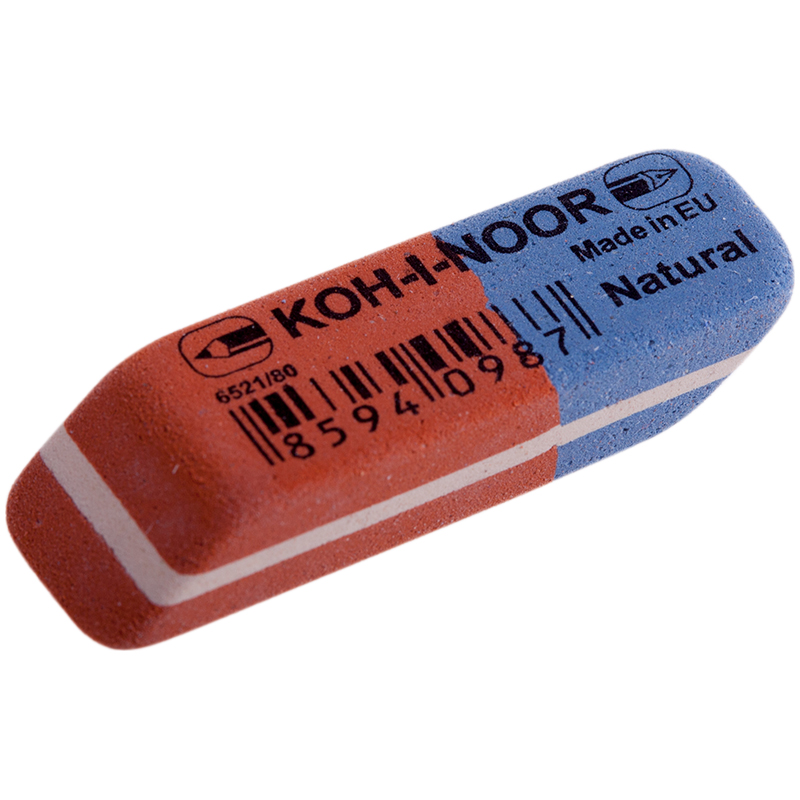 Ластик Koh-I-Noor Blue Star 6521/80 (скошенный, комбинированный, натуральный каучук, 41x14x8мм) 84шт. (6521080006KDRU)