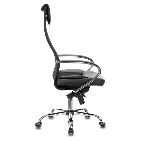 Кресло руководителя Brabix Premium Stalker EX-609 PRO, ткань-сетка/экокожа черная, хром (EX609PRO_532416)