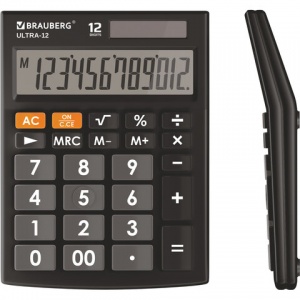 Калькулятор настольный Brauberg Ultra-12-BK (12-разрядный) черный (250491), 20шт.