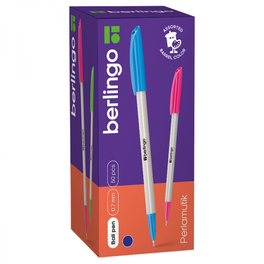 Ручка шариковая Berlingo Perlamutik (0.3мм, синий цвет чернил) 50шт. (CBp_70742)